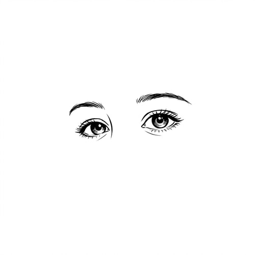 AI Design for De la imagen de la chica, solo quiero que dibujes los ojos, que esten dibujados en blanco y negro en ordenador, que no haya color, solo los ojos