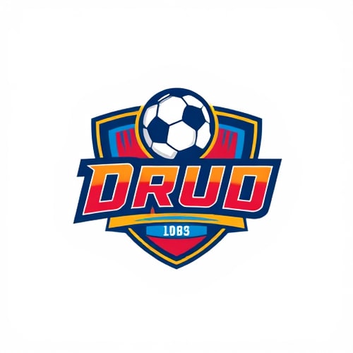 AI Design for Create a professional sports team logo for a football (soccer) team named “Drud”.
The design should feature a football icon as the main element.
Use a color palette of red, blue, and yellow.
The logo should look bold, dynamic, and energetic, symbolizing strength and teamwork.
Include modern typography for the team name “Drud” and make sure the football graphic is clearly visible in the center or top of the design.
Style: modern, sporty, and eye-catching, suitable for a football team emblem.