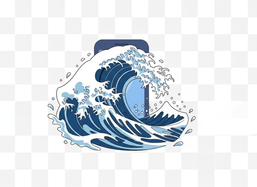 AI Design for i want a logo where this mobile phone is flowing with the wave