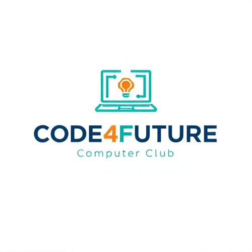 AI Design for Create a modern and inspiring logo for a high school computer club called “Code4Future.” The design should include a tech-related symbol such as a laptop, code brackets, or a light bulb to represent innovation and learning. Use clean, geometric shapes and a color palette inspired by technology (teal, orange, or blue tones). Include the text “CODE4FUTURE” in bold typography, and below it, a smaller line that says “Computer Club” or “Club Informatique.” The overall look should be professional, minimalistic, and futuristic, suitable for a Moroccan high school setting.