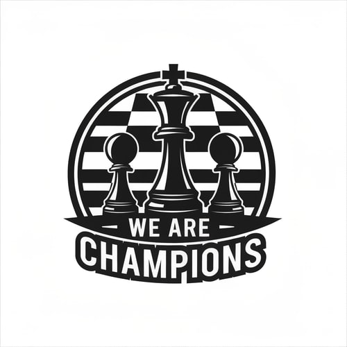 AI Design for Chess logo where write ,,We are Champions''