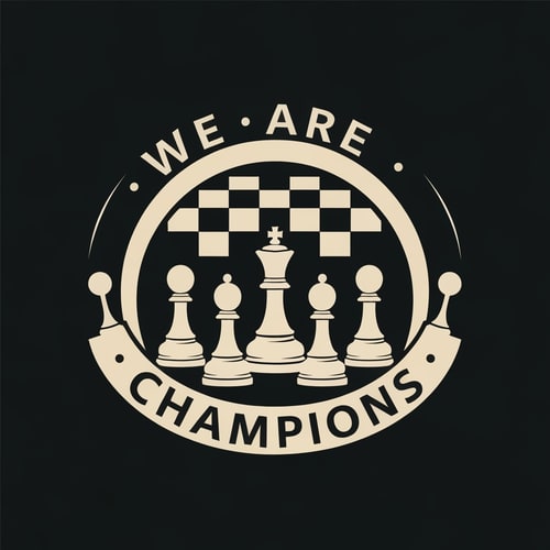 AI Design for Chess logo where write ,,We are Champions''