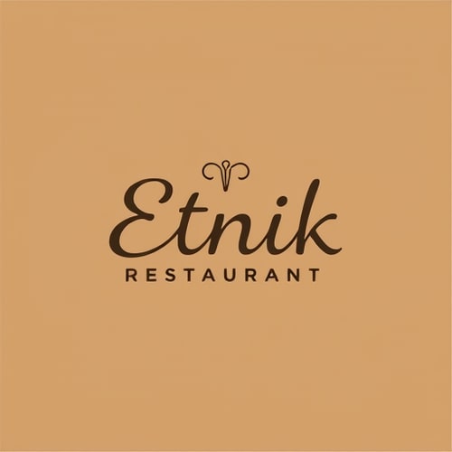 AI Design for Emri: Etnik Restaurant
Stili: Modern & Elegant
Ngjyrat kryesore: e zezë mat + ari (ose e bardhë në sfond të zi)
Simbol: një pirun minimal me një kurorë të artë sipër ose një shkronjë “E” e stilizuar me formë rrethore.
Font: Sans-serif i pastër (p.sh. Montserrat, Raleway, Poppins).