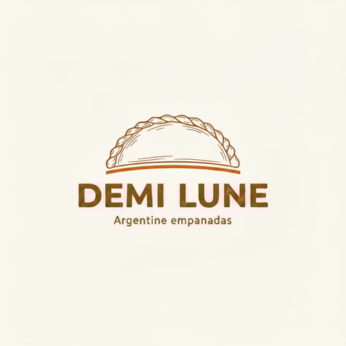 AI Design for The color of the empanada should be more harmonious with the rest of the logo, the line thicker and more modeled