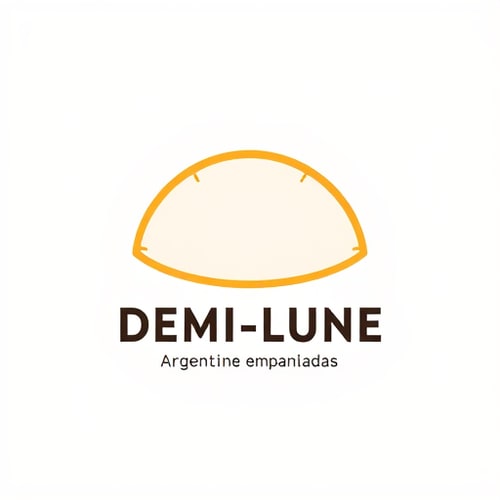 AI Design for DEMI-LUNE — Logo Design Guidelines (Simplified AI Version)
1. Main Shape
Form: Stylized empanada with visible repulgue (folded edge), seen from the side or slightly diagonal — not flat.
Style: Clean, minimalist line art with a balance of curves and angles.
Silhouette: Must remain recognizable as an empanada even in single-color use.
Overall shape: Crescent-like, symbolizing the name Demi-Lune.
2. Color System
Primary color: Gold-ochre (#D4A15B or similar) — evokes baked dough.
Secondary color: Maple-red (#C73E2E or similar) — optional accent in full-color version.
Monochrome versions:
Black/white versions for printing, embroidery, and stamps.
Must work in both positive and negative formats.
No gradients or complex shading — ensure strong contrast.
3. Typography
Font style: Modern sans serif with gourmet feel (e.g., Satoshi Bold, Recoleta Sans, Manrope, GT America, Outfit).
Avoid: Serif or industrial-style fonts.
Text hierarchy:
Main title: DEMI-LUNE (uppercase, medium or bold).
Subtitle: Argentine empanadas (smaller, wide tracking for elegance).
4. Composition System
Layouts:
Vertical version (icon + centered text).
Horizontal version (for signage or food trucks).
Modular use:
Icon-only (social media, stamps, favicons).
Full version (packaging, menus, signage).
5. Visual Concept
Mood: Minimalist but warm — the curvature and fold detail should suggest artisanal quality.
Cultural reference: Subtle nod to Canada (e.g., red geometric accent or soft shadow), no literal maple leaf.
Overall tone: Clean, modern, approachable, gourmet.