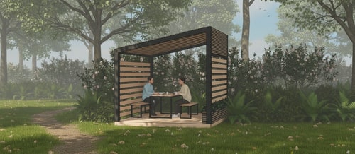 AI Design for like the environment in the first image, add it to the second image which is a three-dimensional representation of that object, you can also add people