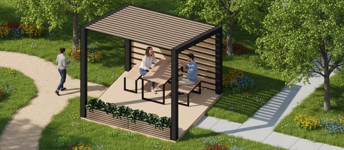 AI Design for add me the natural environment, access paths, people, etc.