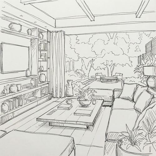 AI Design for Can you make this drawing a bit rougher, just showing it as outlines?