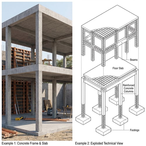AI Design for MAKE ME A BETTER ILLUSTRATION OF THIS CONSTRUCTIVE SYSTEM IN TWO EXAMPLES