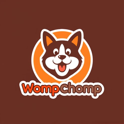 AI Design for give me the icon based logo of Womp chomp for my pet products and use just a cat logo