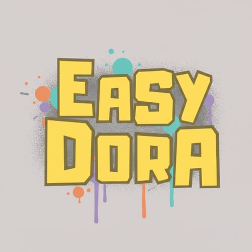 AI Design for Could you create a logo that is chatchy, but simple, inspired by street art. Also I want it to be memorable for the eye, and easy to use for different purposes , such as merch, posters, cover photos. It should be saying EASYDORA. I don’t want any animals included, and I want it to be minimalistic, yet playful