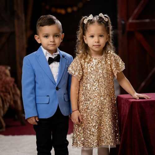 AI Design for enhance this photos and merge them, backgorund like the one where is girl