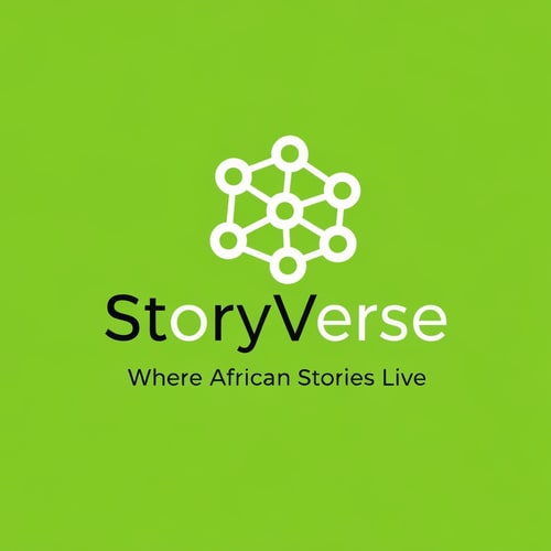 AI Design for design a logo for my social media plaftorm called story verse, slogan is: Where African Stories Live. i have used grren and white color in my designs themes.