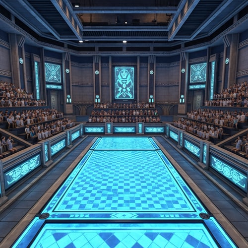 AI Design for Készíts nekem Yugioh pályát 3D-sen ahol majd párbajozni tudnak