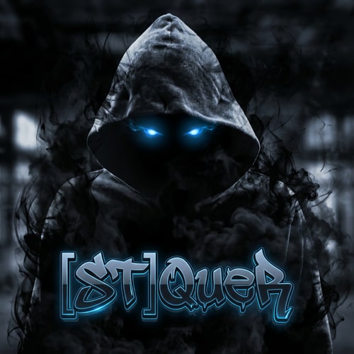 AI Design for Szerkeszd át profin, legyen a köd és az effekt fekete, a szeme legyen  kék és a név legyen [ST]QueR DE AZ IRÁS MENŐ legyen illeszkedjen a képhez