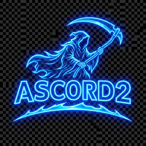 AI Design for Szerkeszd át nekem arra hogy Ascord2 a színe legyen más és 1 kék phantom legyen a logo fölött kék kaszával. Az ascord2 logo legyen kicsit erőteljesebb szin effektel. Lehet más alakzatban is kör vagy akarámi