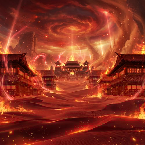 AI Design for Legyen sokkal epikusabb szép effektel és tűzpiros sivatagban játszódjon