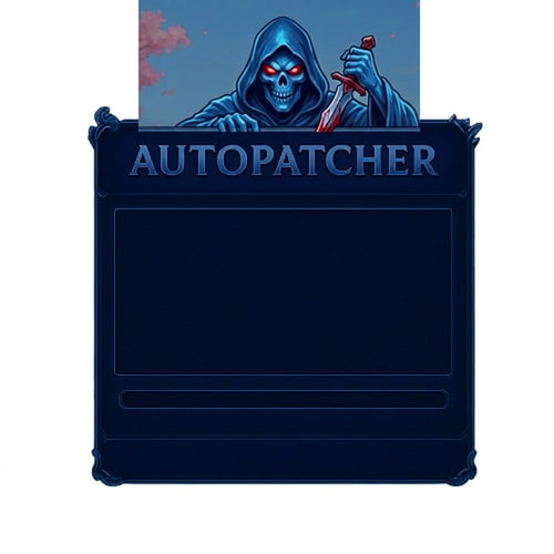 AI Design for Szereszd át. Az alap maradhat a szin legyen sötétkék. Illetve az aranysárkány helyett legyen 1 Kék phantom piros izzó szemmekkel és vérvörös késsel a kezébe. Autópatcher színe legyen Sötétkék