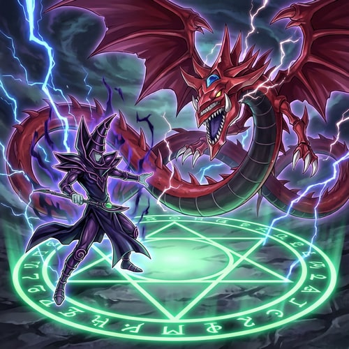 AI Design for Szerkeszd meg ugy hogyepic Sötétvarázsló és Slifer ott van és a Orichalcos kör