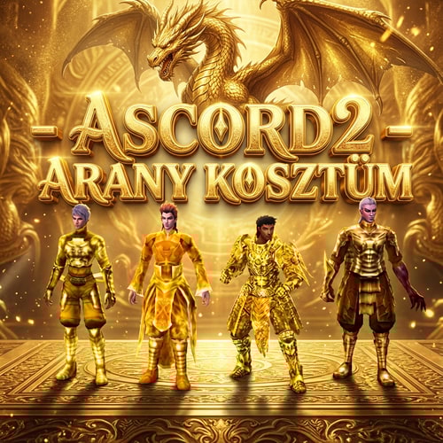 AI Design for Szerkeszd meg nekem epicen. Legyen oda irva Ascord2  - Arany  Kosztüm. És valami arany háttér legyen ami jól kivan dolgozva. arany lény  legyen az Ascord2 felirat felett. Az irás is legyen nagyon szép kidolgozott