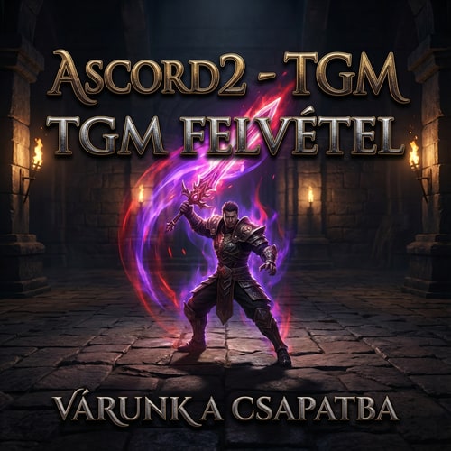 AI Design for Szerkeszd meg nekem szépen kidolgozva. Komoly helyen legyen, legyen oda írva Ascord2 - TGM felvétel. És szép esztétikusan legyen kidolgova. Dark feeling beütése legyen alulra meg legyen oda írva várunk a csapatba és 1 metin2-es karakter wari átható spellt nyomjon a feliratra