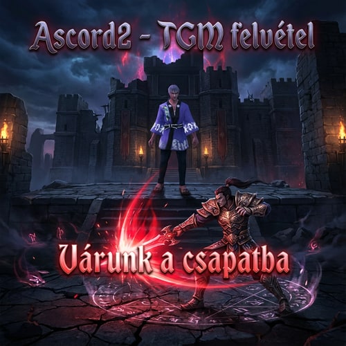 AI Design for Szerkeszd meg nekem szépen kidolgozva. Komoly helyen legyen, legyen oda írva Ascord2 - TGM felvétel. És szép esztétikusan legyen kidolgova. Dark feeling beütése legyen alulra meg legyen oda írva várunk a csapatba és 1 metin2-es karakter wari átható spellt nyomjon a feliratra