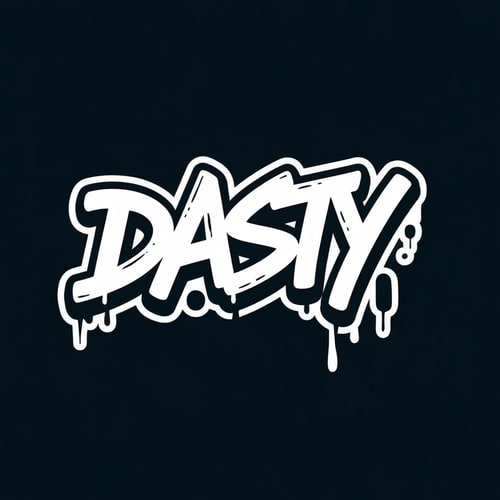AI Design for Logo image with the word Dasty it has to be graffiti style for a logo for a youtube channel