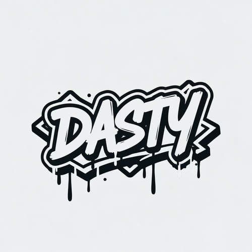 AI Design for Logo image with the word Dasty it has to be graffiti style for a logo for a youtube channel