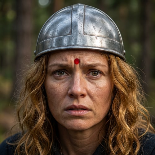 AI Design for make this lady look real , keep original details