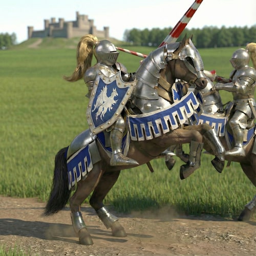 AI Design for i want a miror image of two knights exactly one in front the other looking at each other