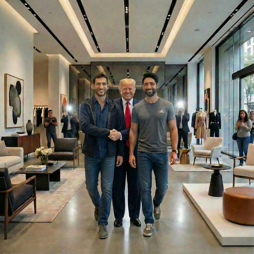 AI Design for make it look like they met donald trump