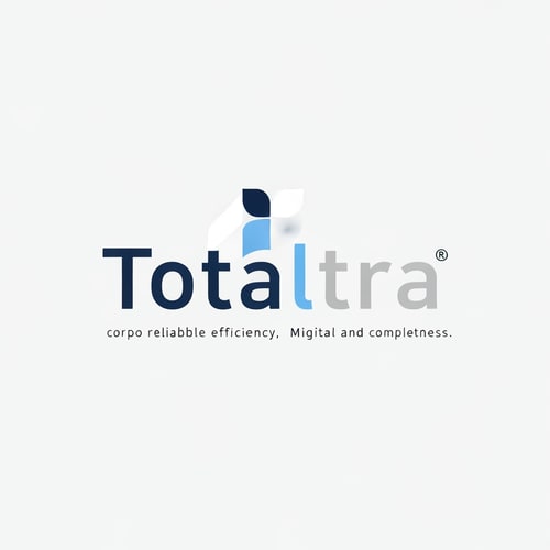 AI Design for Logo for 'Totaltra' company. Modern, clean, and professional design. Incorporate shades of blue (e.g., navy, sky blue) and neutral colors (e.g., white, light grey, charcoal). The design should convey reliability, efficiency, and completeness. Minimalist aesthetic, sans-serif typography. Suitable for digital and print use."
