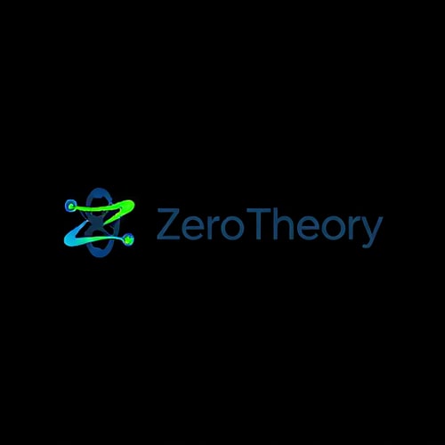 AI Design for Minimalist for a tech and AI/ML community focused on practical, reasoning-based learning named "ZeroTheory": A stylized abstract representation of a neural network or a data flow, incorporating a subtle "Z" or "0" motif, representing the brand name and its core focus. Color palette: Electric blue, deep charcoal grey, and a vibrant accent of lime green. Typography: Clean, modern, sans-serif font with slightly rounded edges for the brand name. Design influenced by circuit board aesthetics and abstract data visualization, with a clean, sophisticated visual execution. Use subtle gradients or outlines to create depth. Background type: Black and navy blue 