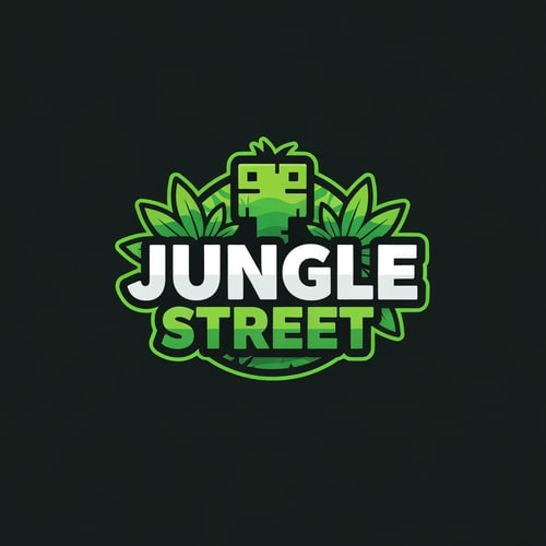 AI Design for a fivem server logo the name Jungle Street make it winth jungle vibe and green colours ande be small because it wont match