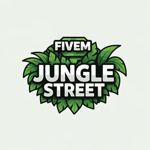 AI Design for a fivem server logo the name Jungle Street make it winth jungle vibe and green colours ande be small because it wont match