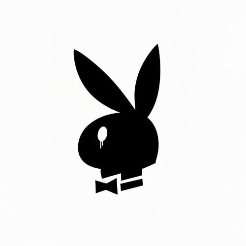 AI Design for Erstelle den hasenkopf vom Playboy bunnny Logo in Graffiti stil auf schwarzen Hintergrund. Es soll nur der Umriss sein und die füllfarbe schwarz haben und gesprayed aussehen dabei  soll Farbe auch etwas runterlaufen.