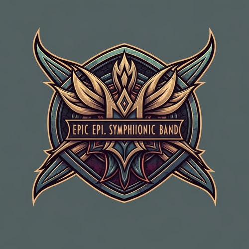 AI Design for Please, make me a logo about my new epic, symphonic band. The style: epic, dark, a lot of deep colors.