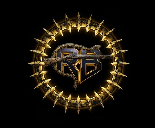 AI Design for make the musket much smaller, place it on top of the letters like as if a snake was laying around it