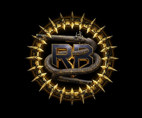 AI Design for wrap the musket around the letters like if it was a snake