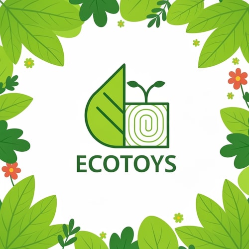 AI Design for EcoToys logo, minimalist style, geometric design, green leaf and stylized wooden block combined, clean lines, simple shapes, modern, eco-friendly, vector illustration, white background
surrounded by bright green leaves and flowers, whimsical and fun, vector illustration, toy packaging design, eco-friendly, happy and inviting, vibrant colors