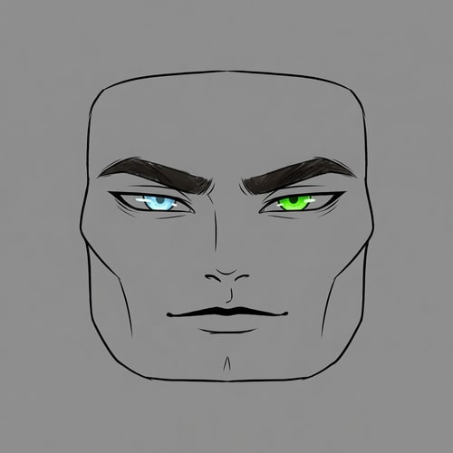 AI Design for make more masculine and remove excessive lines shape up the eye brows make them look thicker and fix the eyes he looks too feminine