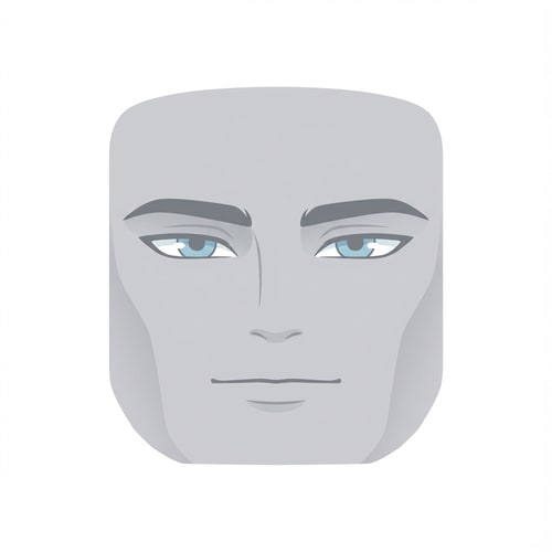 AI Design for Stylized Roblox face only, clearly non-realistic and game-like, smooth flat colors, minimal shading, clean simple linework, iconic Roblox head proportions, ultra-attractive pentamogger aesthetic, perfectly symmetrical face, calm confident godlike expression, relaxed eyelids, slightly lifted outer eye corners, light blue stylized eyes with tiny highlights, refined masculine eyebrows, smooth cheeks and jaw with no wrinkles, subtle soft gradients only, simplified cartoon lighting, neutral expression, centered front-facing head, plain background, unmistakably Roblox avatar face, not realistic, not detailed skin, not human-like