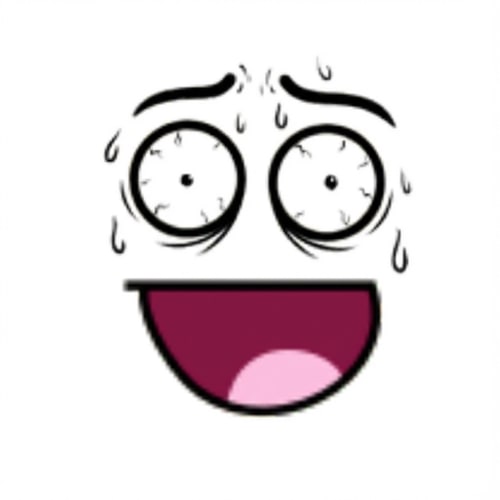 AI Design for make this face look overwhelmed DO NOT ALTER THE MOUTH SHAPE