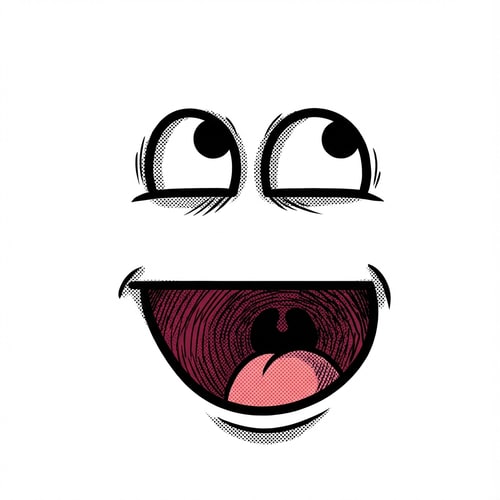AI Design for make this face look comic book style DO NOT ALTER THE MOUTH SHAPE make the background pure white
