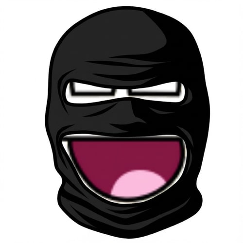 AI Design for make this face look like a ninja do not ALTER THE MOUTH SHAPE