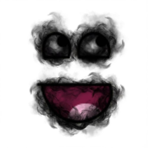 AI Design for make this face look Dark, mysterious face with smoky or shadowy details around eyes/mouth. and change absolutely nothing else