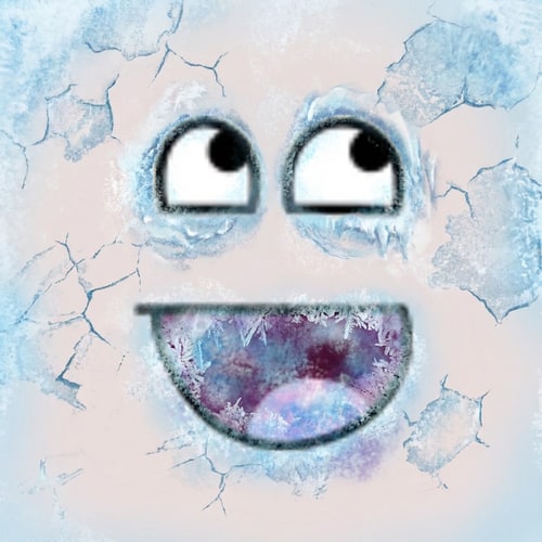 AI Design for make this face look frostbitten DO NOT ALTER THE MOUTH SHAPE