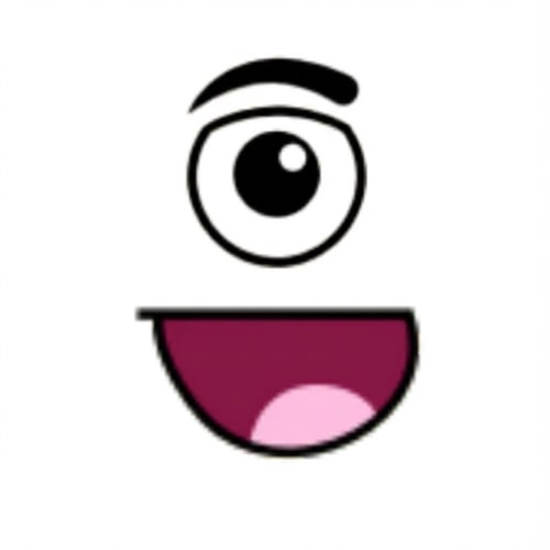 AI Design for make this face look like it has one eye centered like a cyclops DO NOT ALTER THE MOUTH SHAPE make the background pure white and nothing else