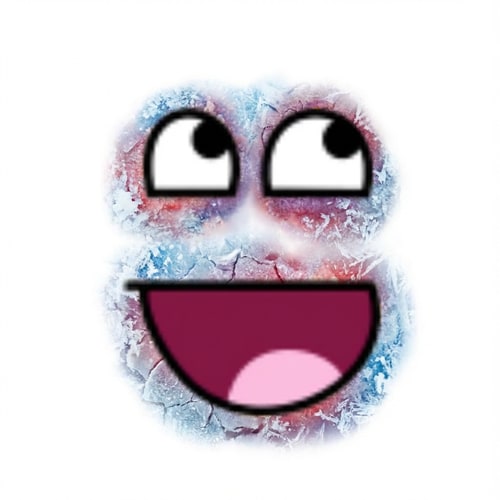 AI Design for make this face look frostbitten DO NOT ALTER THE MOUTH SHAPE make the background pure white