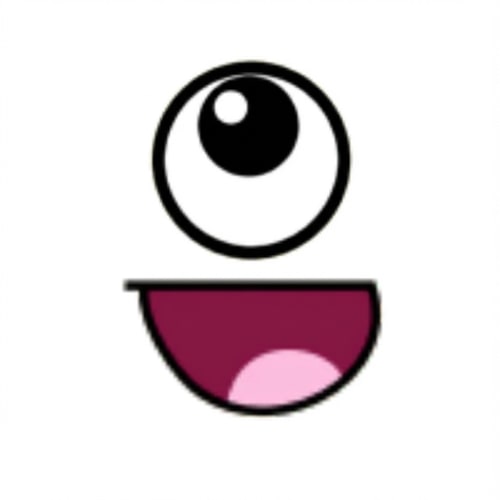 AI Design for make this face look like it has one eye centered like a cyclops DO NOT ALTER THE MOUTH SHAPE make the background pure white and nothing else